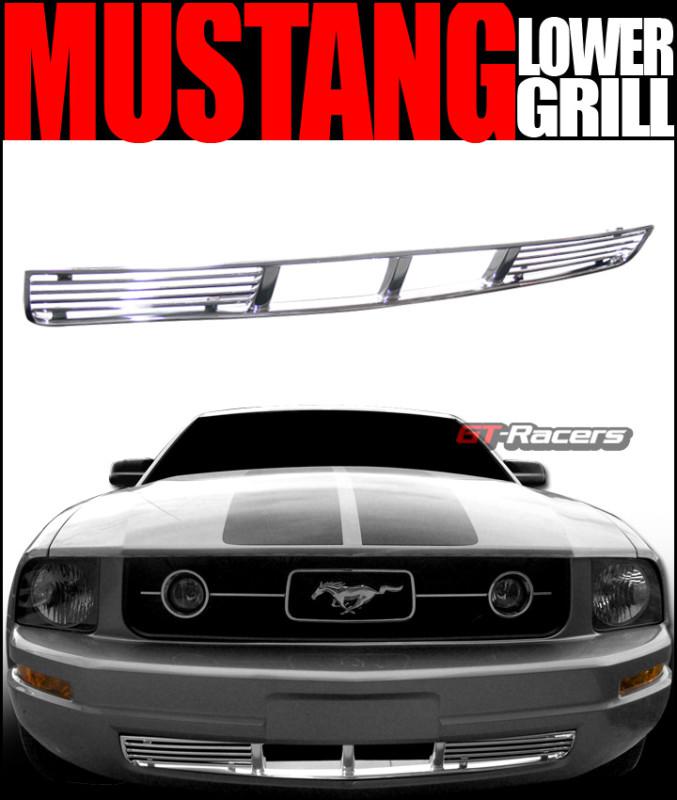 Chrome horizontal sport front lower bumper grill grille abs 2005-2009 mustang v6