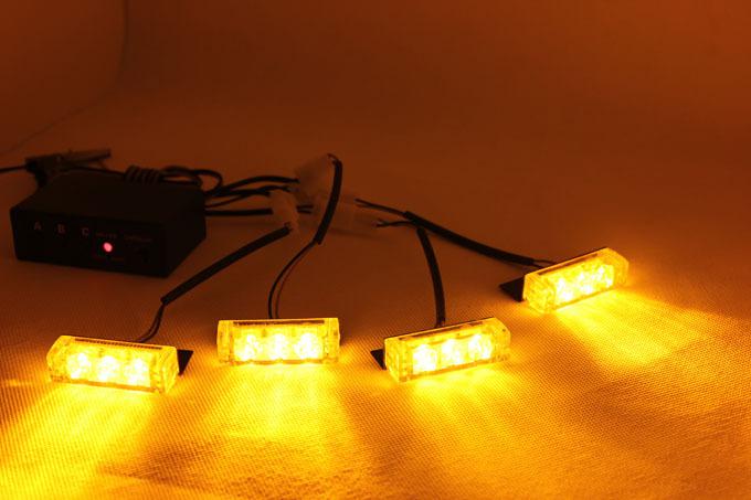 4 x 3 led amber auto strobe flash light grill emergency lights 3 flashing mode 