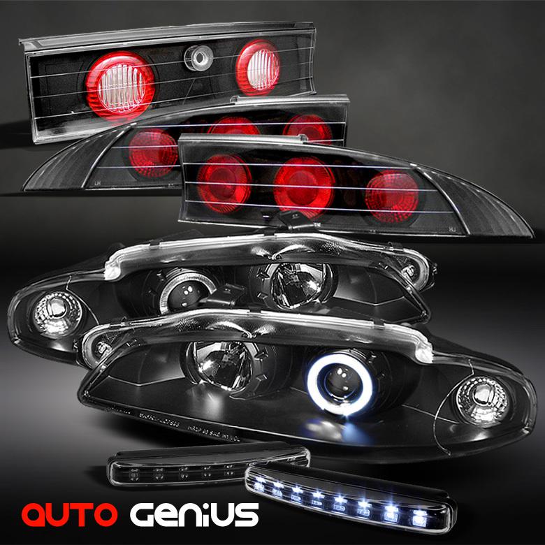 97-99 eclipse black projector headlights + altezza tail lights + daytime led drl