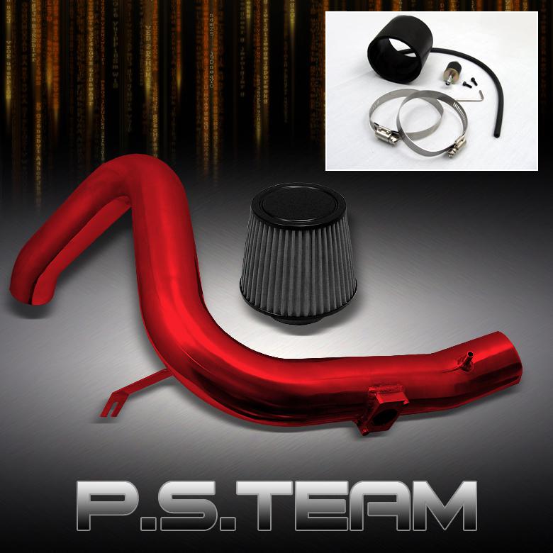 06-10 eclipse gt v6 red aluminum cold air intake+stainless washable mesh filter