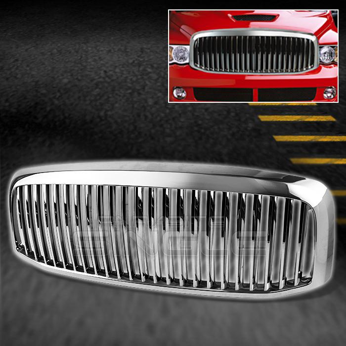 06-08 dodge ram pickup chrome plated vertical style front hood sport grille