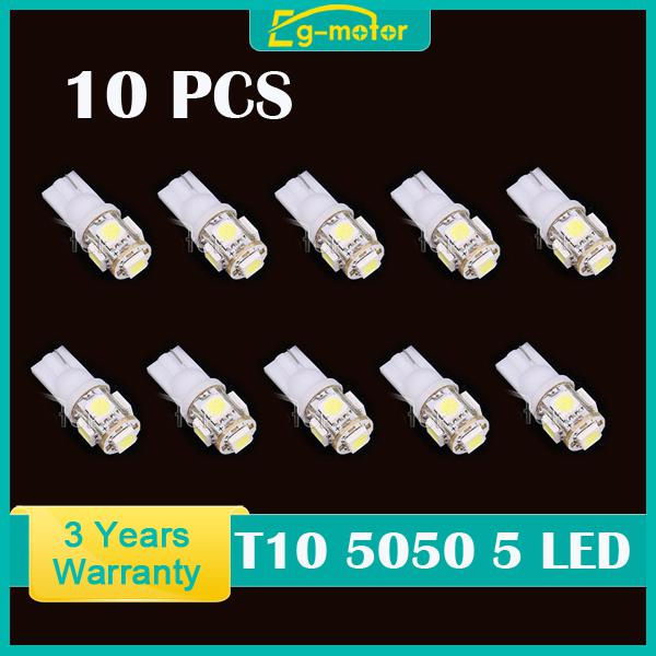 10pcs t10 w5w white 5 smd 5050 led 194 168 w5w wedge bulbs car tail light dc 12v