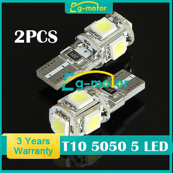 2x white t10 5050 smd 5-led canbus error free car vehicl led light bulbs dc-12v