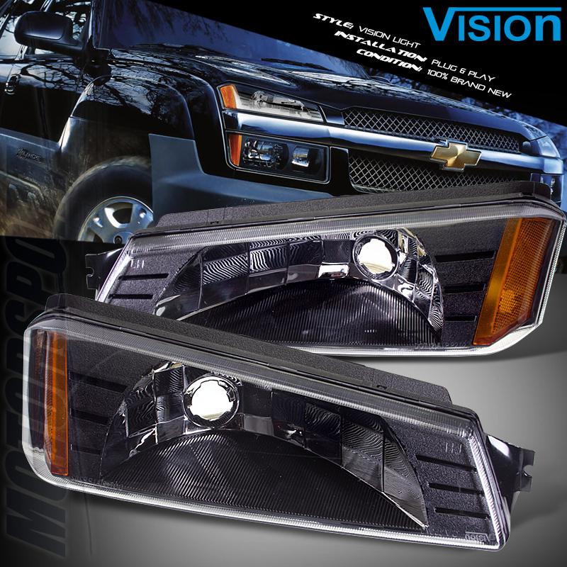 Euro chevy avalanche suv black side parking marker signal lights lamps 02-06 l+r