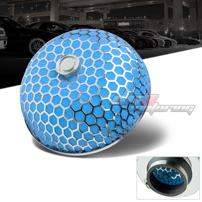 3" blue cold air/short ram intake/turbocharger racing mushroom mesh foam filter