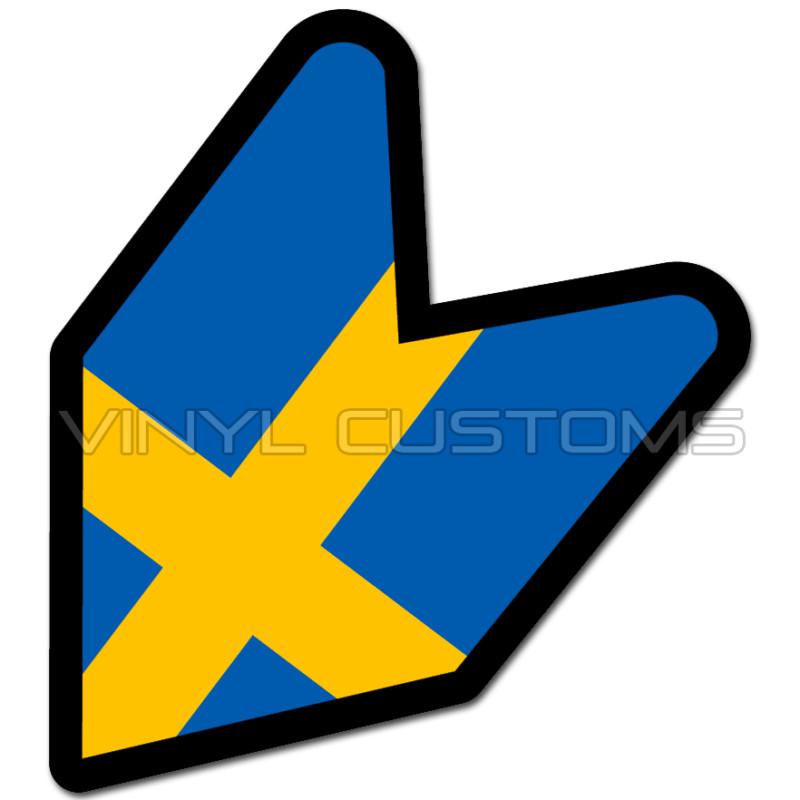 4" sweden wakaba leaf flag swedish decal sticker jdm a+