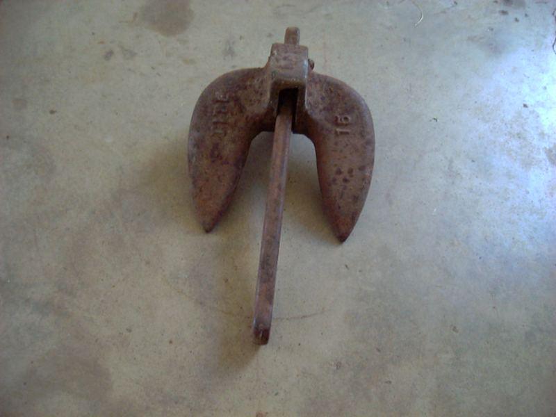 Vintage cast iron boat anchor marked 15 tite **very old 50's-60's**