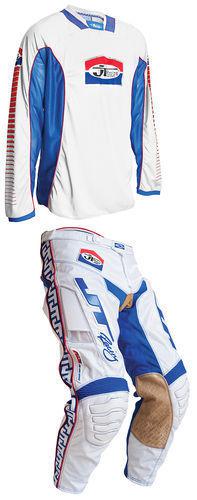 New jt racing mx combo set pants size 28 & jersey small - white / blue 2012