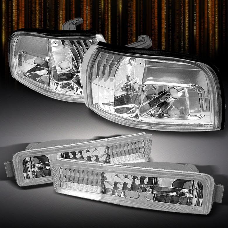 90-91 honda accord euro clear bumper signal lamps+euro clear corner lights set