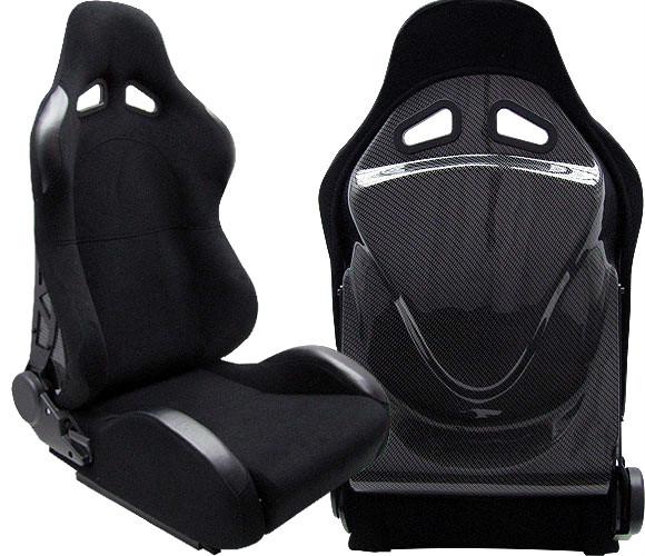 New 2 black & carbon look back cover racing seat 1964-2013 ford mustang