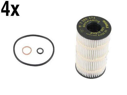 Bmw (08+ 8cyl) oil filter kit (x4) oem mahle e70 e71 e72 f01 f02 f04 f07 f10