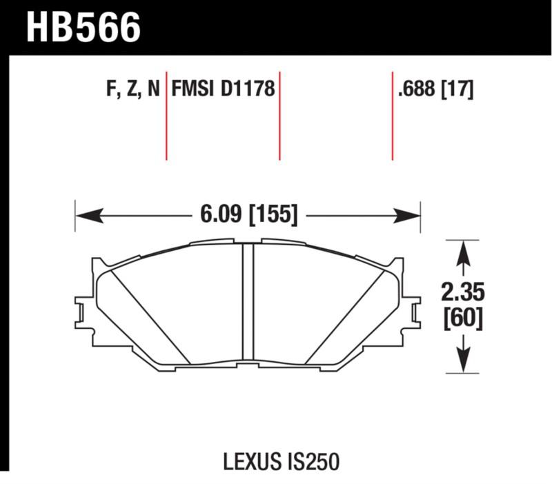 Hawk performance hb566f.688 disc brake pad 06-08 is250