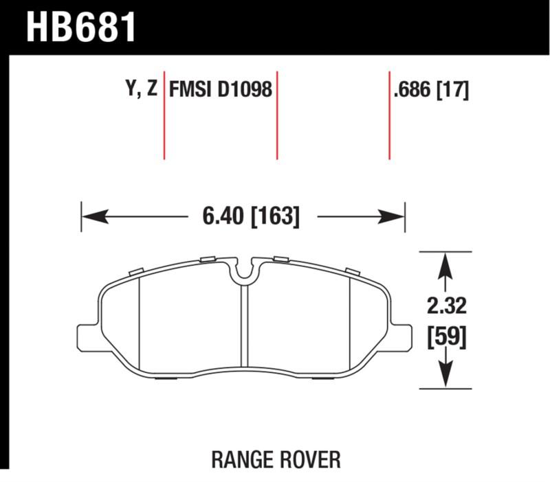 Hawk performance hb681y.686 disc brake pad 05-09 lr3 range rover