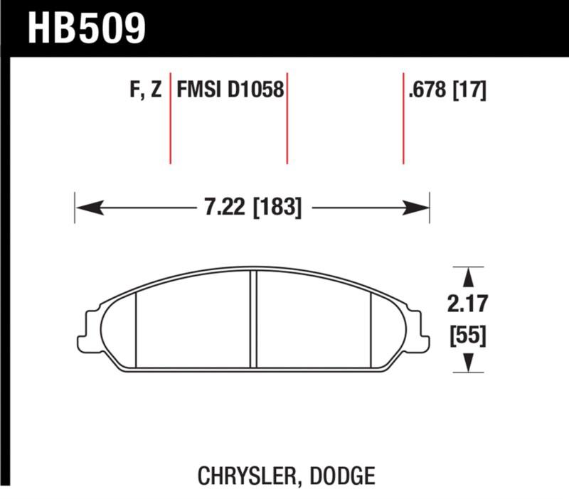 Hawk performance hb509f.678 disc brake pad 300 caliber challenger charger magnum