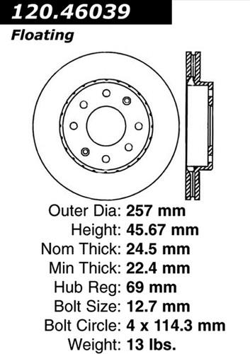 Centric-power slot 126.46039sr stoptech sport rotors