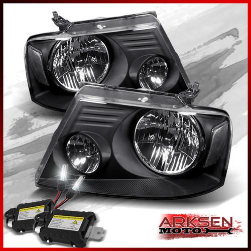 6000k slim ballast hid kit+04-08 ford f150 pickup truck black crystal headlights