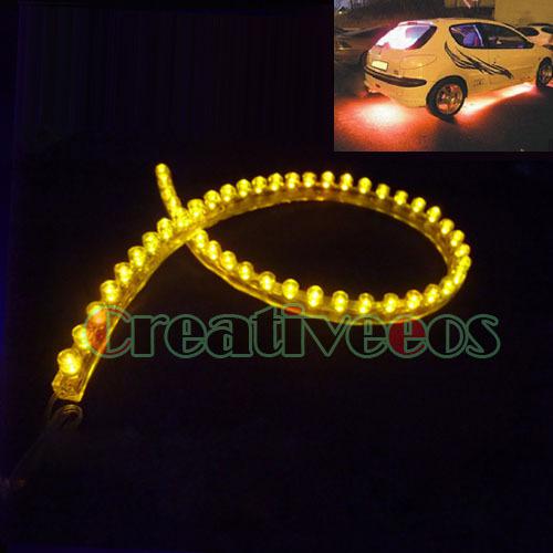 2pcs 48cm pvc led car truck flexible light strip yellow