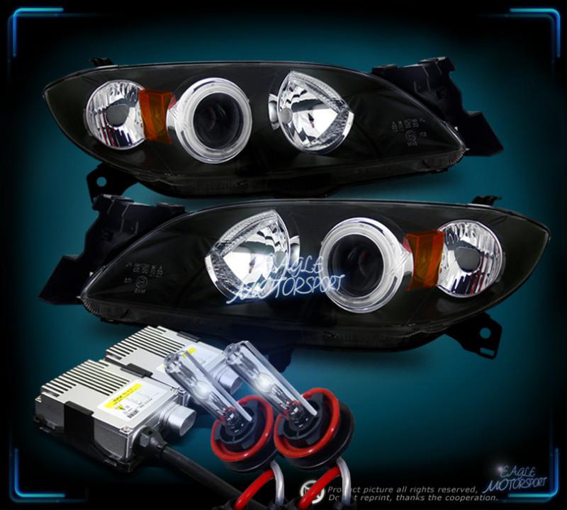 8000k hid mazda 3 ccfl halo projector headlights black