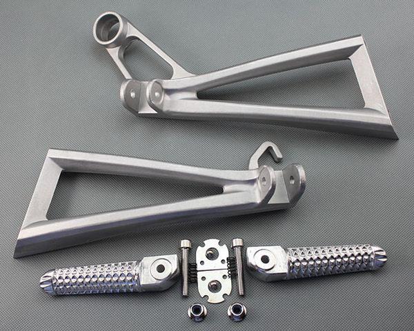 Silver rear passenger foot pegs footrest bracket for yamaha yzf r6 2003-2005