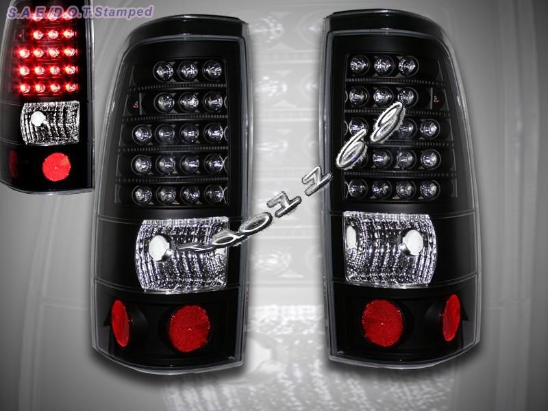 99-02 chevy silverado 99-03 gmc sierra tail lights black l.e.d. led 2000 01