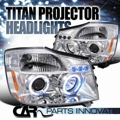 2004-2007 nissan titan armada chrome led halo projector headlights