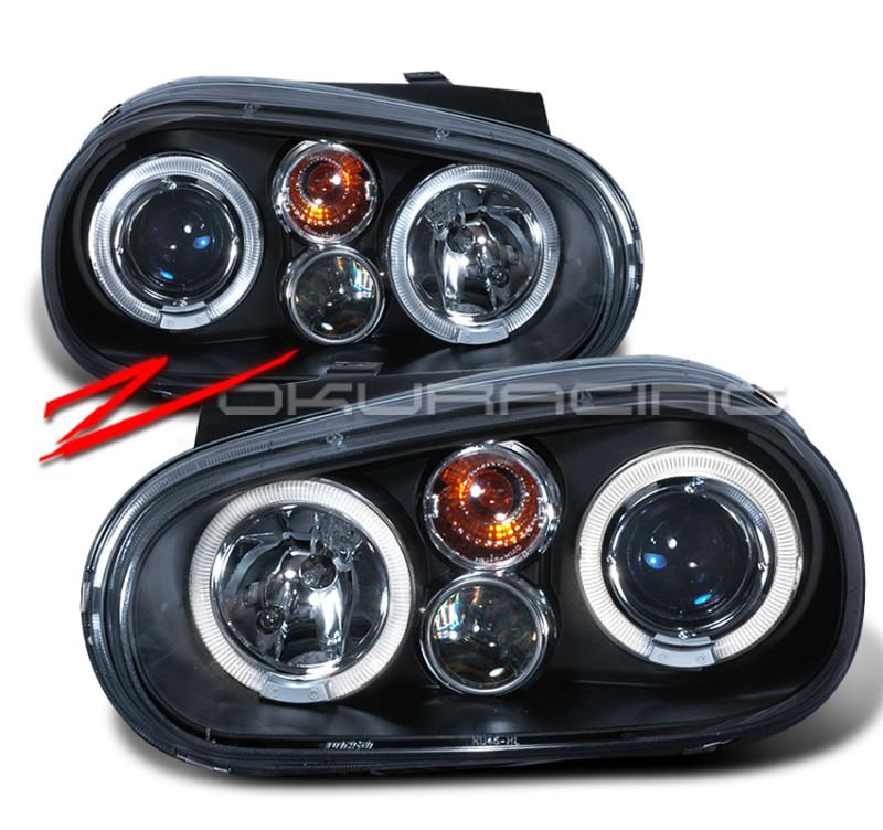 99-05 vw golf mk4 gti projector head lights pair black