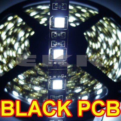 5m black pcb waterproof 5050 smd white 300 led strip light bulb lamp + tracking