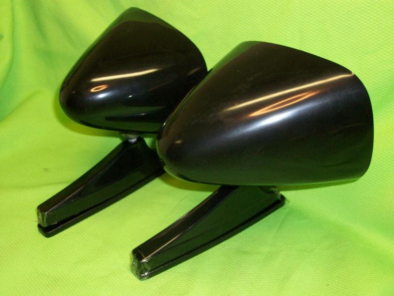 Vintage classic racing sport black mirror set hot rat rod mopar ford gm