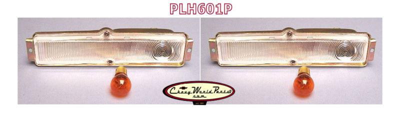 62  chevy ii nova  front parking light lamp housing assembly pair 