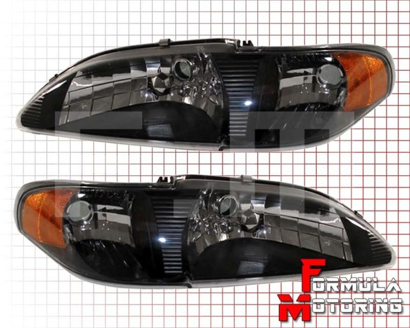 Ford mustang 94-98 gt svt crystal black/amber headlights corner turn signal lamp