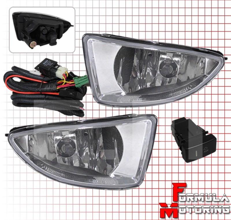 Honda civic 04-05 clear em2 lens front bumper fog lights lamps+wring kit+switch