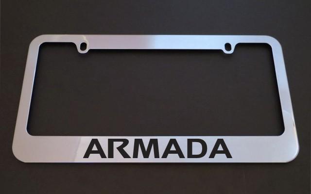 1 brand new nissan armada chrome metal license plate frames + screw caps