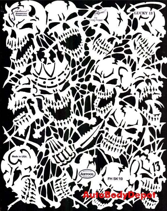 Airbrush template-graphic stencil-the lucky 13-skulls