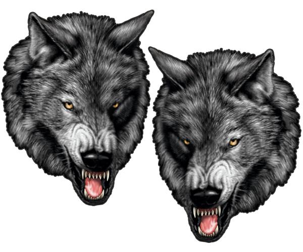 Wolf decal set 4"x3.1" lone biker motorcycle vinyl bumper sticker w2 zu1