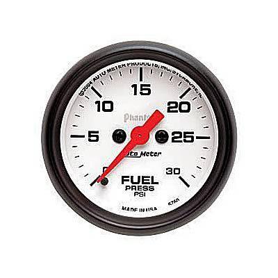 Autometer phantom electrical fuel pressure gauge 2 1/16" dia white face 5760