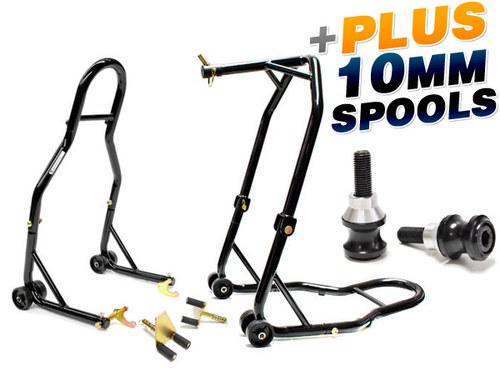 Front triple tree + rear swingarm lift stands + 10mm spools for kawasaki ninja