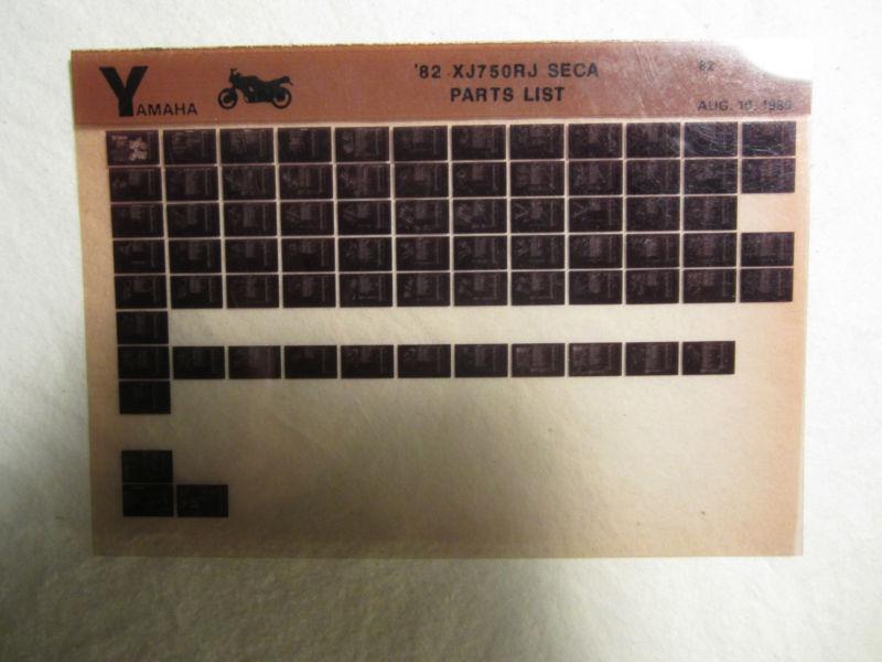 1982 yamaha motorcycle xj 750 rj seca microfiche parts catalog xj750rj