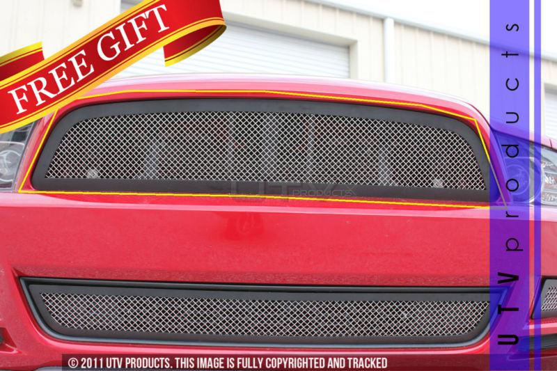 2013 - 2014 ford mustang v6 upper replacement 1pc black & chrome mesh grille kit