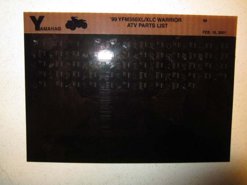 1999 yamaha atv yfm350xl xlc warrior microfiche parts catalog yfm 350 xl