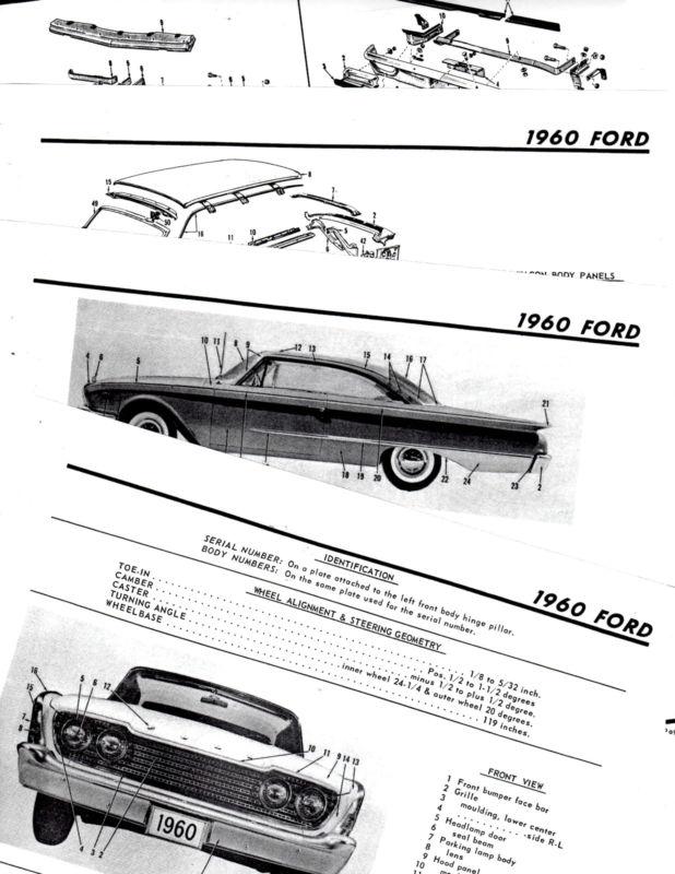 1960 ford galaxie fairlane 500 starliner 60 body parts frame crash sheets mre