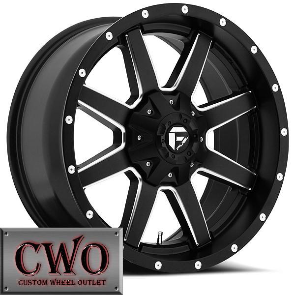 20x14 black fuel maverick rims 8x165.1 8 lug chevy gmc 2500hd dodge ram 2500 cwo