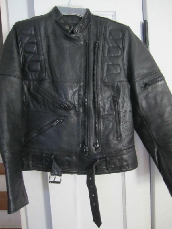 Wms wilsons leather motorcycle jacket padded back/arms size 10 real biker gear