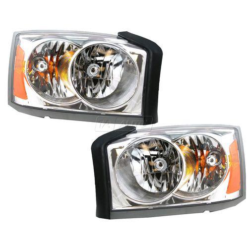 05-07 dodge dakota pickup truck headlights headlamps pair set new