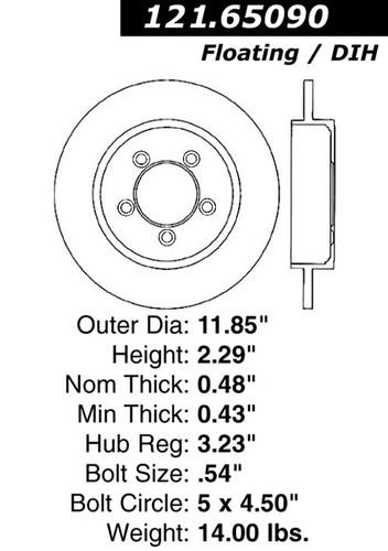 Centric 121.65090 rear brake rotor/disc-c-tek standard rotor