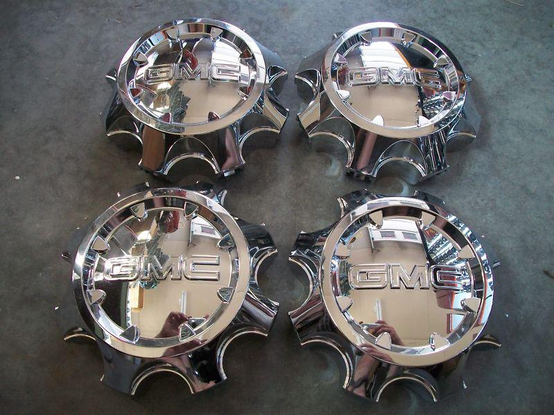 2011 2012 2013 gmc sierra denali 2500 hd 3500 hd (4) chrome center caps  oem gm