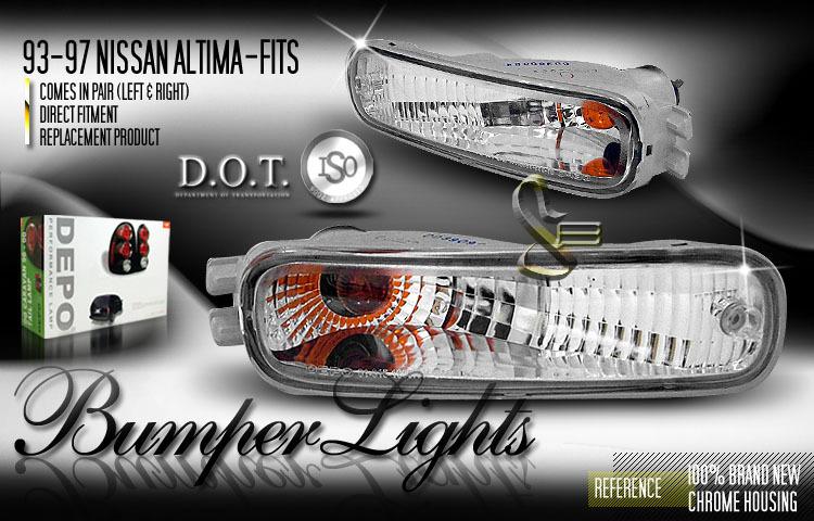 Depo pair euro chrome trim frnt signal bumper light 93-97 94 95 96 nissan altima