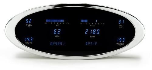 Dakota digital dash universal 6 gauge cluster oval chrome bezel vfd3-1012-c new