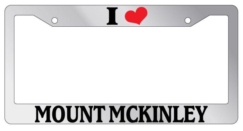 Chrome license plate frame i heart mount mckinley auto accessory novelty