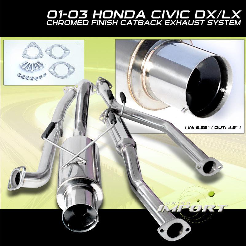 01 02 03 honda civic 2/4 dr/door dx lx ex 1.7l n1 catback exhaust muffler 2001  