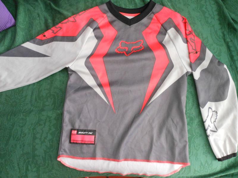 Kids m km fox racing gray & red  motocross bmx motorcycle jersey shirt